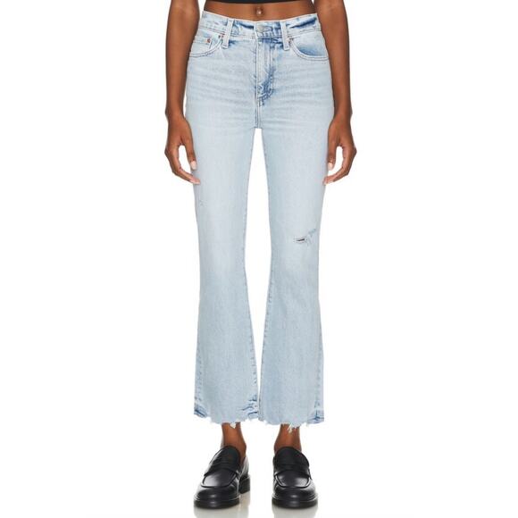 Pistola Lennon High Rise Boot Jean Raw Hem Light Wash Distressed Cropped 26 - Picture 1 of 11